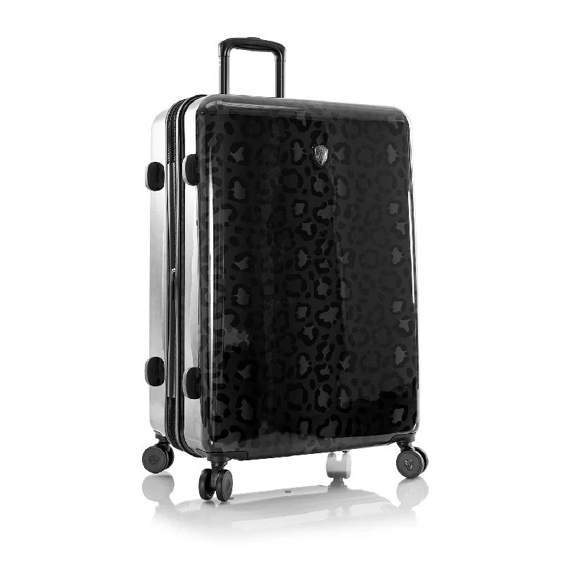 Travel Neck Pillow Covers in Soft Fleece in Gray for ComfortBlack Leopard Fashion Spinner™ 30" Luggage