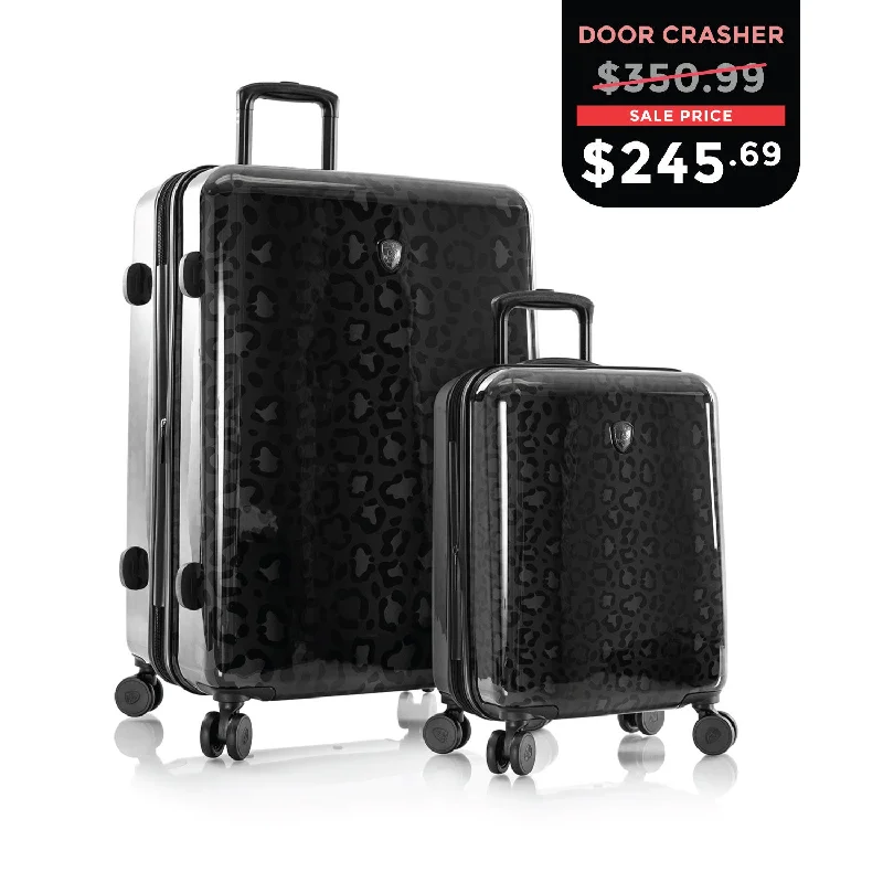 Women's Travel Makeup Bags with Mirror in Pink and BlackCYBER MONDAY DOOR CRASHER 2024 - Black Leopard Fashion Spinner™ 2 Piece Set (21"/30")