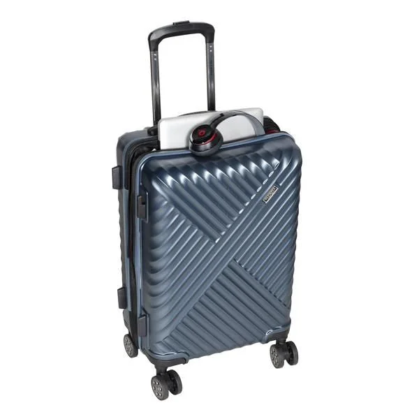 Travel - Size Toiletry Bottles with Leak - Proof Caps in ClearOlympia Matrix Polycarbonate 21" Exp Carry-On Spinner Luggage - Navy