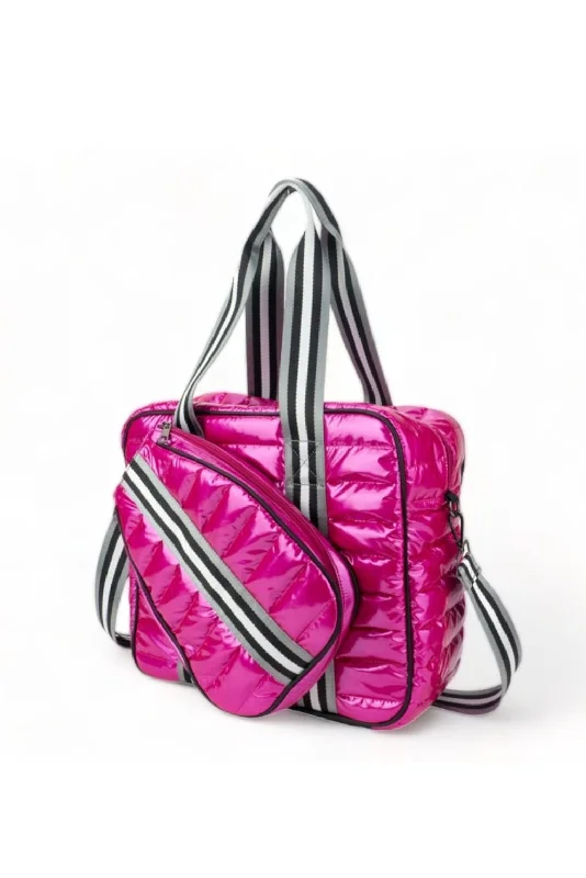 Women's Travel Makeup Bags with Mirror in Pink and BlackPickleball Puffer Bag