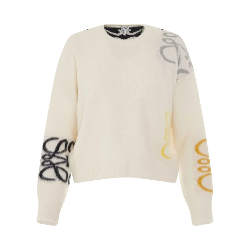 Women's Printed Bucket Bag in Floral Patterns for a Spring - Themed Day at the ParkAnagram Intarsia Wool Sweater in Soft White