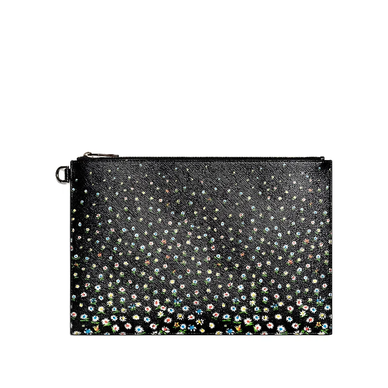 Bucket Bag with Geometric Print in Multicolor for a Contemporary and Eye - Catching AppealDaisies Pouch in Black