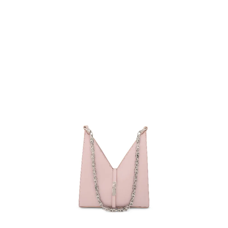 PVC Bucket Bag in Clear with Glitter Accents for a Fun and Edgy StyleMini Cut Out Bag in Box Leather in Light Pink