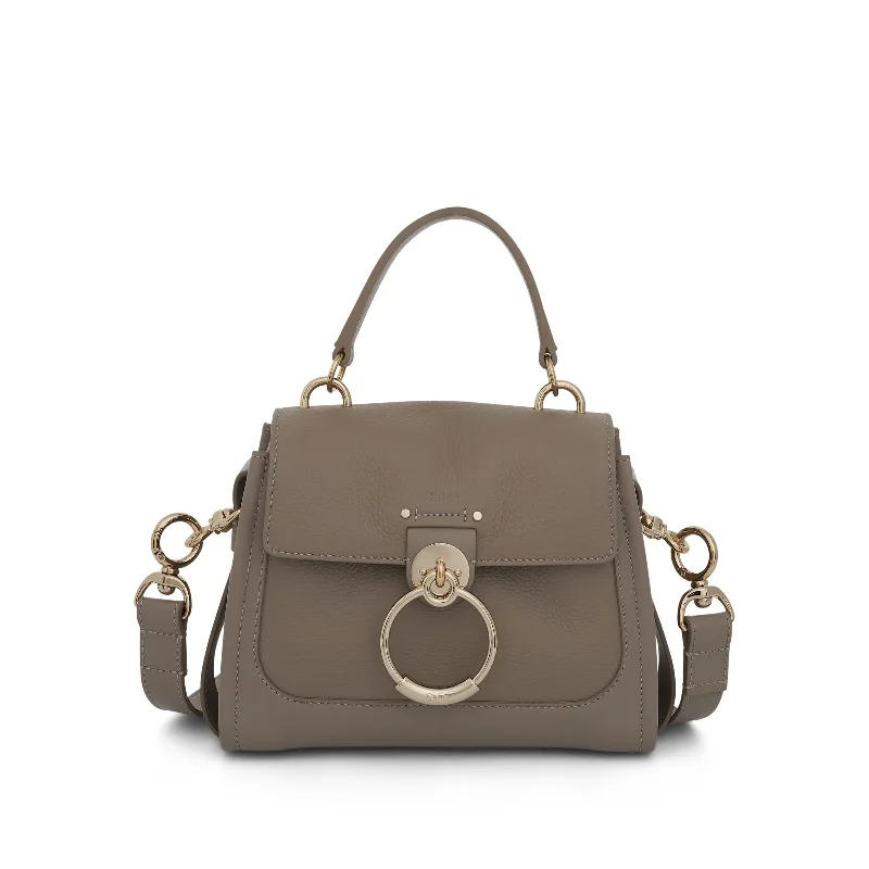 Suede Bucket Bag in Burgundy with Tassel Trim for a Boho - Chic VibeMini Tess Day Bag in Grained & Shiny Calfskin in Motty Grey