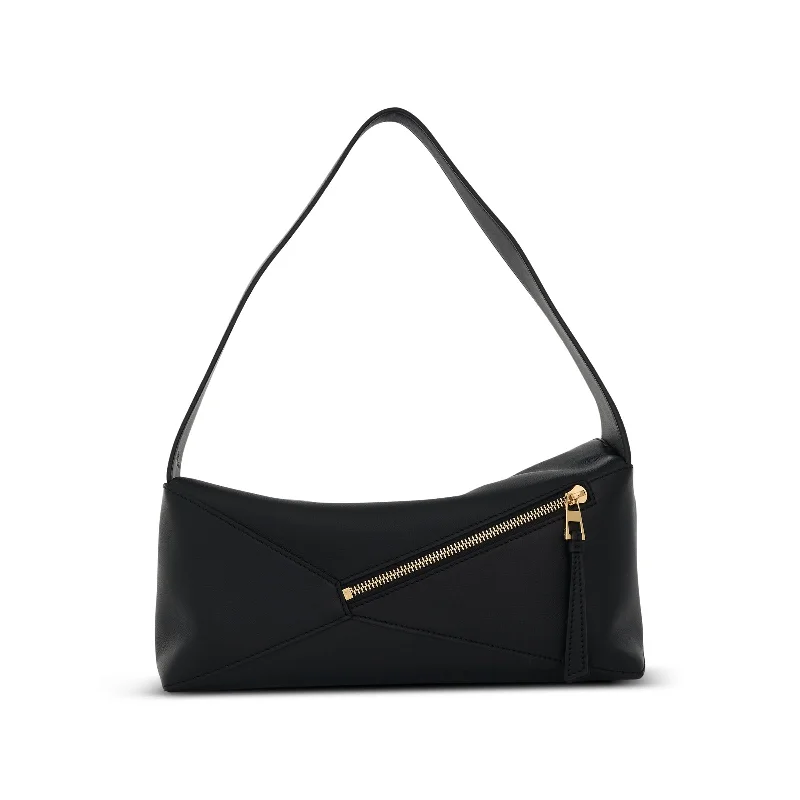 Faux Fur - Lined Bucket Bag in White for a Cozy Winter AccessoryPuzzle Hobo Bag in Nappa Calfskin in Black