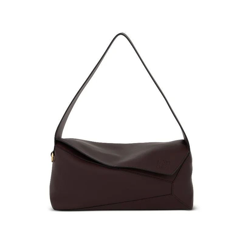 Women's Drawstring Bucket Bag in Mustard Yellow with Pockets for PracticalityPuzzle Hobo Bag in Nappa Calfskin in Prune