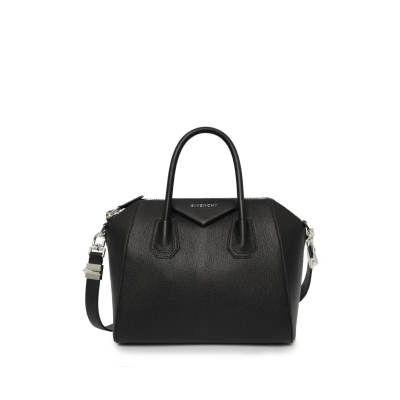 Women's Printed Bucket Bag in Floral Patterns for a Spring - Themed Day at the ParkSmall Antigona Bag in Grained Leather in Black