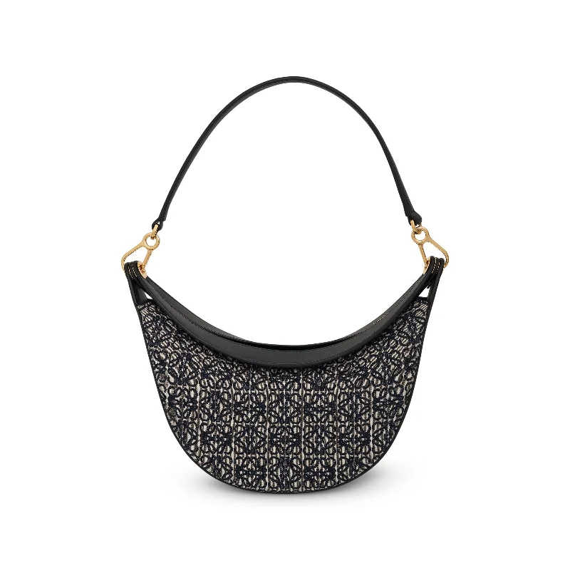 Bucket Bag with Embossed Animal Print in Tan for a Wild and Stylish StatementSmall Luna Bag in Anagram Jacquard and Calfskin in Navy
