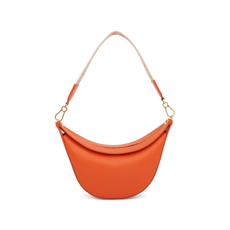 Bucket Bag with Geometric Print in Multicolor for a Contemporary and Eye - Catching AppealSmall Loewe Luna Bag in Satin Calfskin and Jacquard Strap in Orange