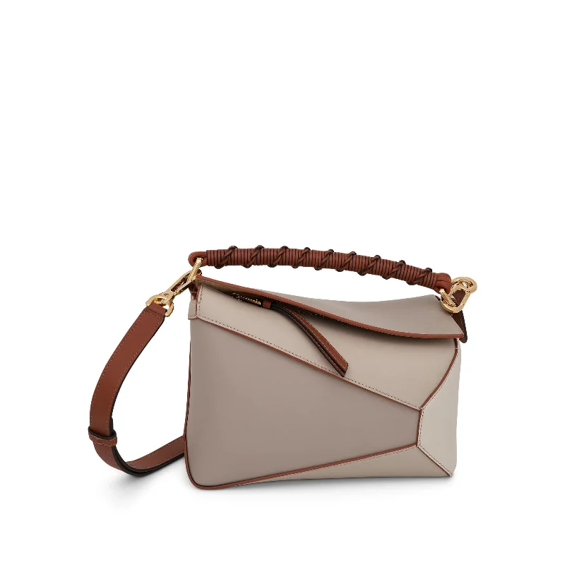 Women's Bucket Bag with Adjustable Shoulder Strap in Orange for Comfort on the GoSmall Puzzle Edge Bag in Nappa Calfskin in Ghost
