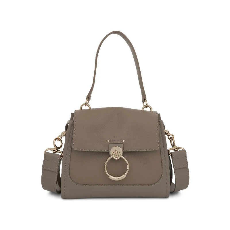 Velvet Bucket Bag in Emerald Green with Crystal - Embellished Strap for a Glamorous Night OutSmall Tess Day Bag in Grained & Shiny Calfskin in Motty Grey