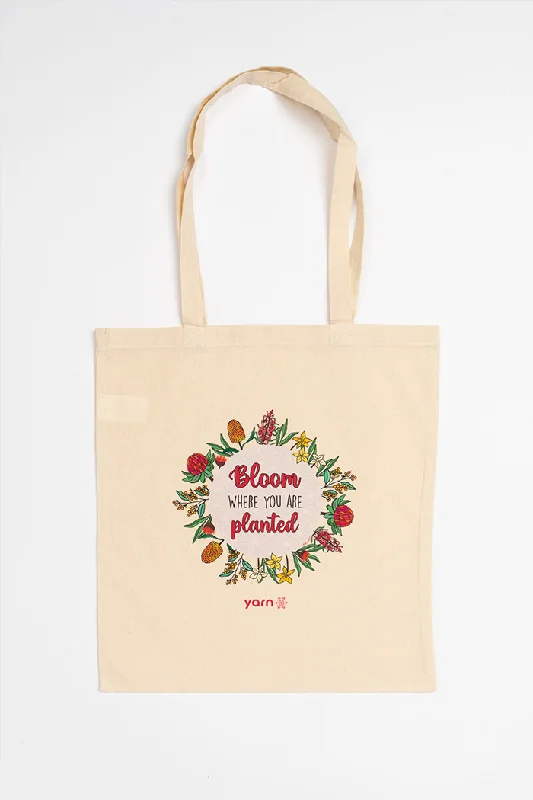 Women's Tote Bag with Detachable Pouch in Purple for Added ConvenienceBloom Where You Are Planted Long Handle Natural Cotton Tote Bag Women's Tote Bag with Detachable Pouch in Purple for Added ConvenienceBloom Where You Are Planted Long Handle Natural Cotton Tote Bag