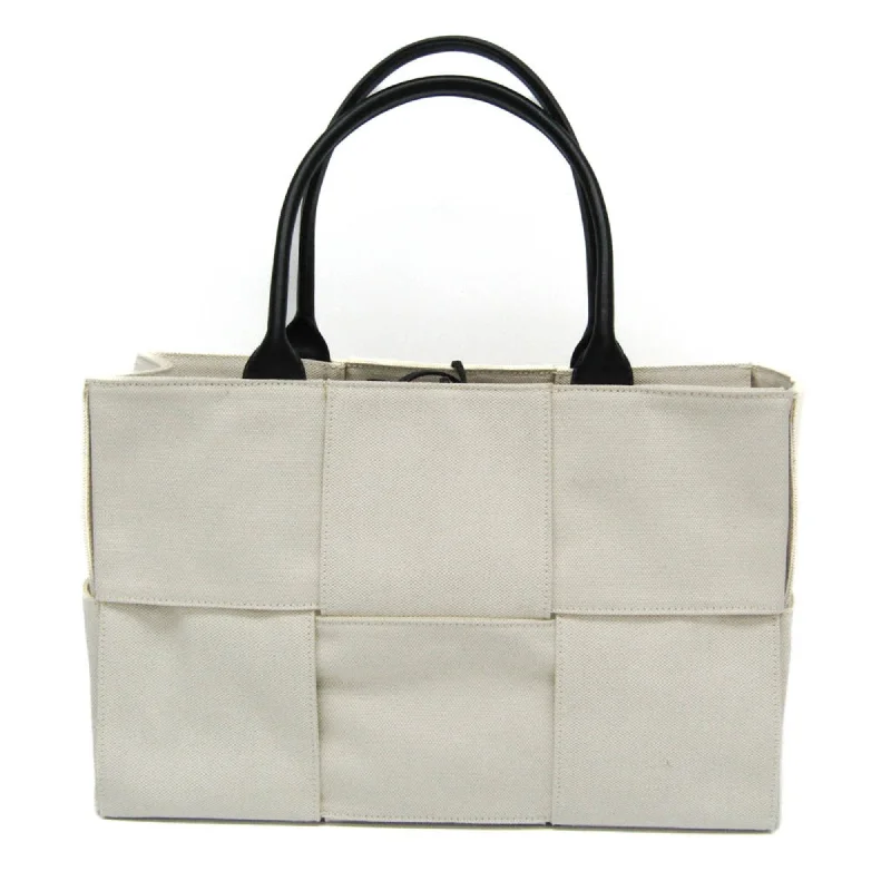 Quilted Tote Bag in Cream with Silver Hardware for a Classic and Sophisticated StyleBottega Veneta Arco  Canvas Tote Bag (Pre-Owned)