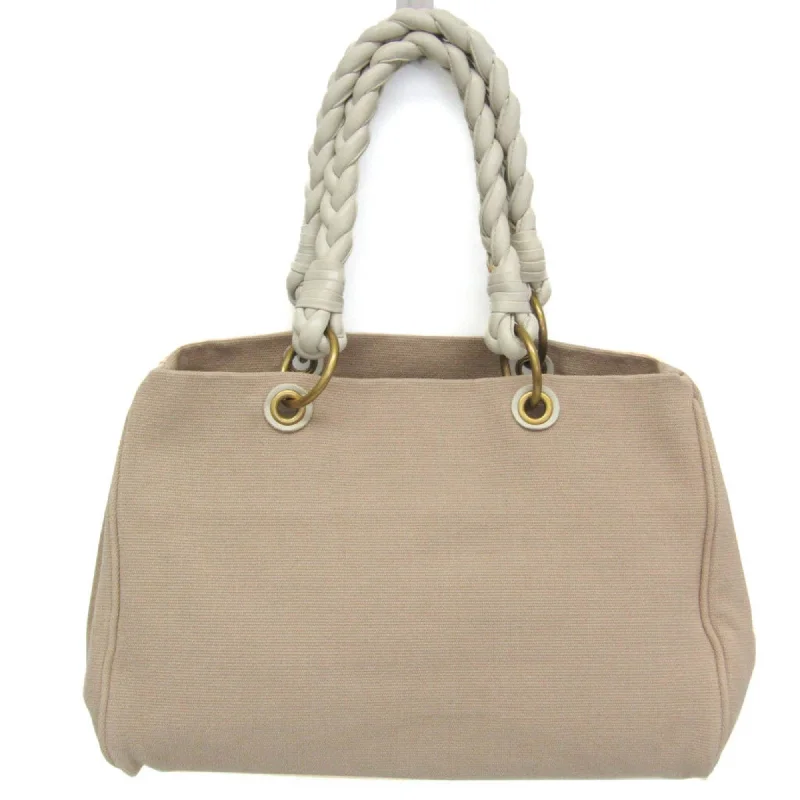 Quilted Tote Bag in Cream with Silver Hardware for a Classic and Sophisticated StyleBottega Veneta  Canvas Tote Bag (Pre-Owned)