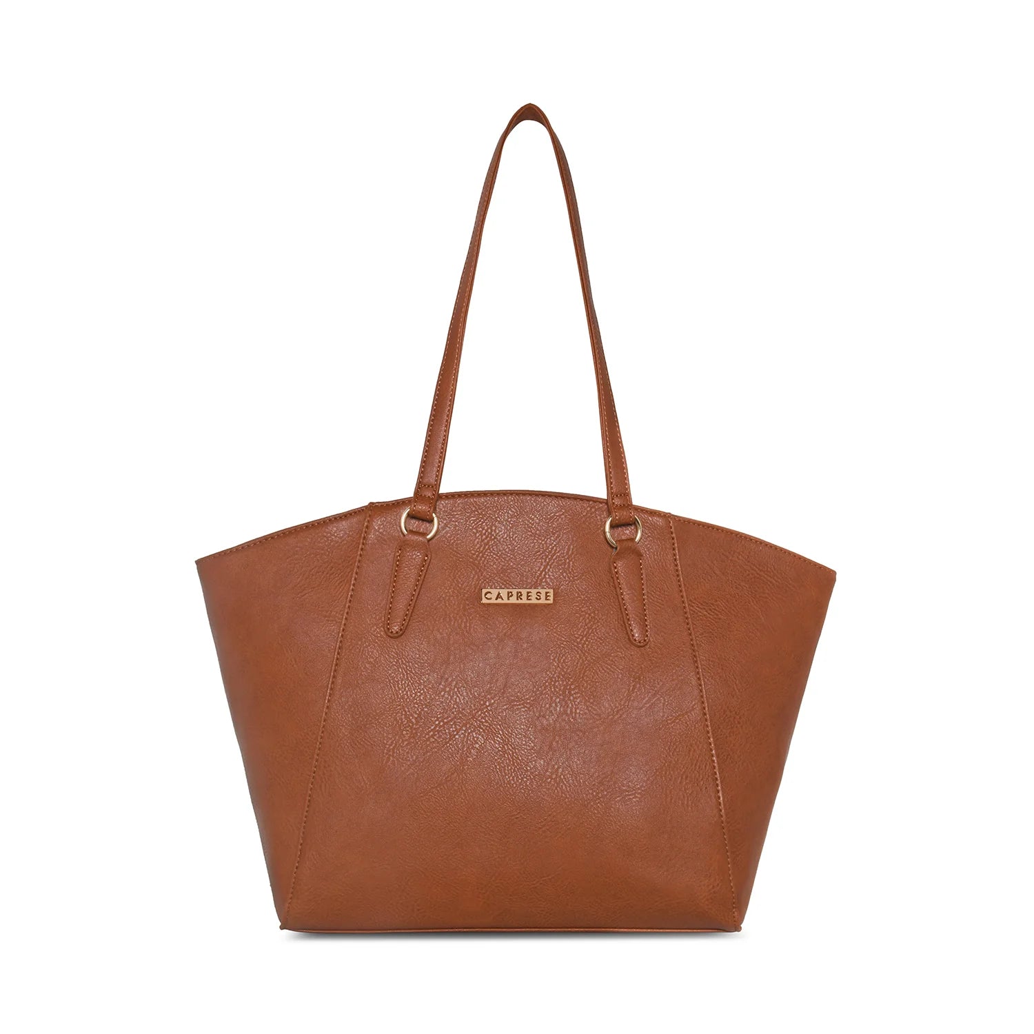 Metallic Tote Bag in Rose Gold with Chain Handles for a Glamorous Night OutCaprese Ami Tote Large Tan
