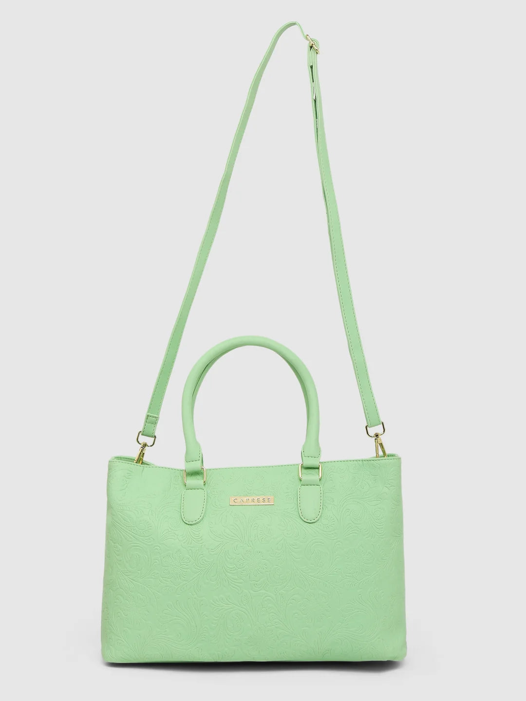 Monogrammed Tote Bag in Brown Leather with Personalized Initials for a Custom and Elegant TouchCaprese Avalon Floral Tote Medium Green Ash
