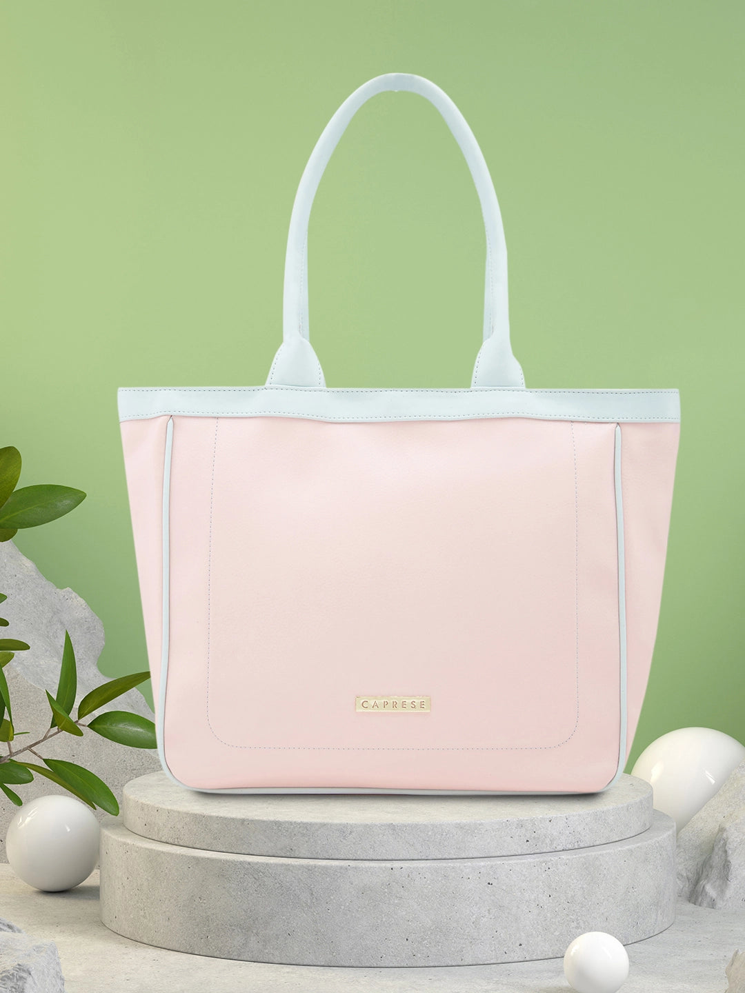 Linen Tote Bag in Natural Beige with Braided Details for a Rustic Summer EnsembleCaprese Tivoli Tote Medium Powder Pink