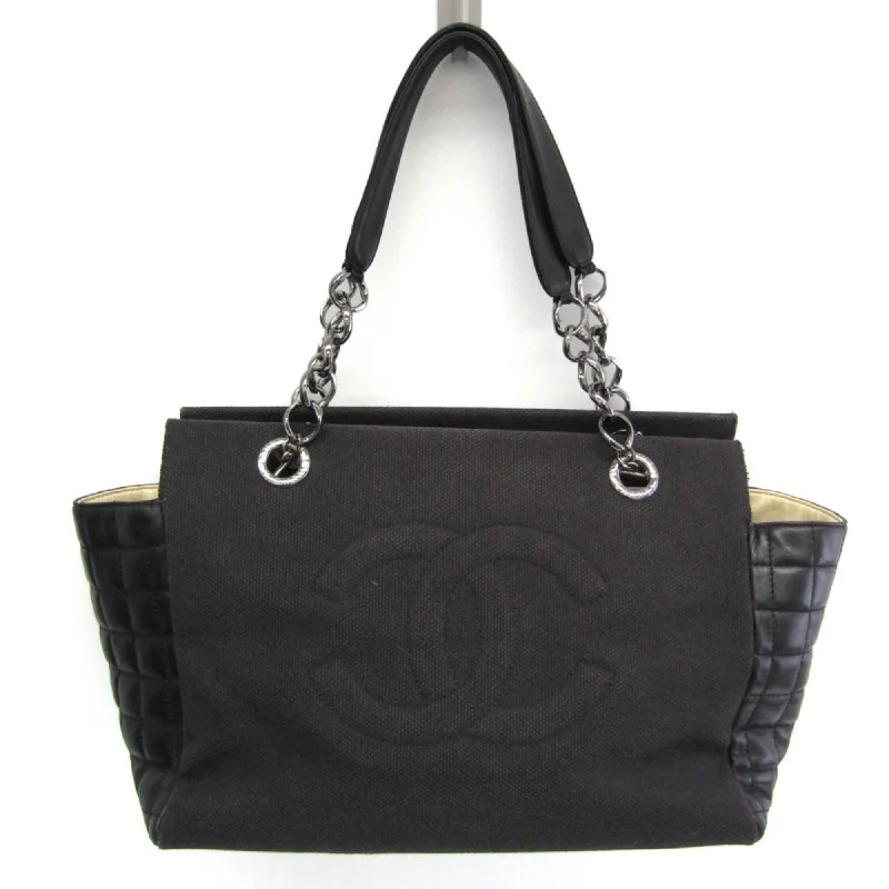 Large Capacity Genuine Leather Women's Tote Bag in Black for Work and CommutingChanel Chocolate Bar  Canvas Tote Bag (Pre-Owned)