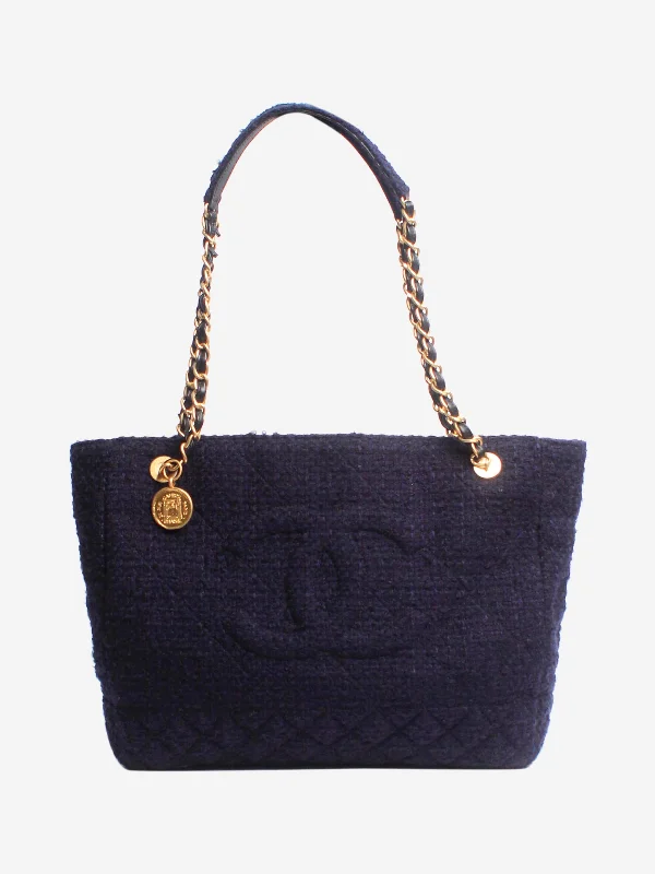 Women's Tote Bag with Magnetic Closure in Orange for Easy Access on the GoDark blue 2020 tweed GST tote bag
