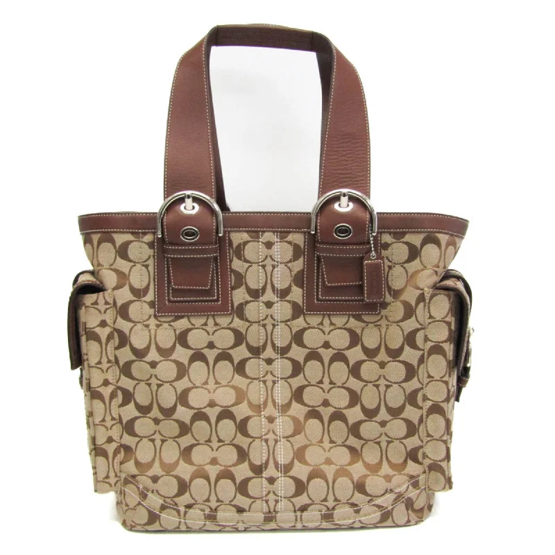 Faux Fur - Trimmed Tote Bag in White for a Cozy Winter LookCoach Signature  Canvas Tote Bag (Pre-Owned)
