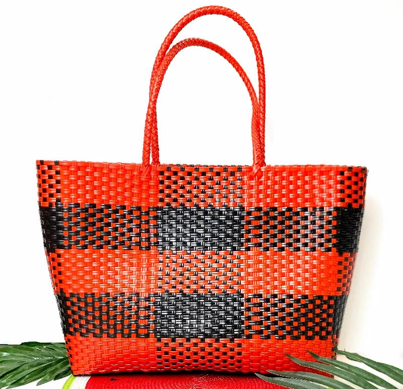 Tote Bag with RFID - Blocking Pocket in Black for Protecting Your Cards and InformationGarden Party Gingham Tote Bag in Red and Black Tote Bag with RFID - Blocking Pocket in Black for Protecting Your Cards and InformationGarden Party Gingham Tote Bag in Red and Black