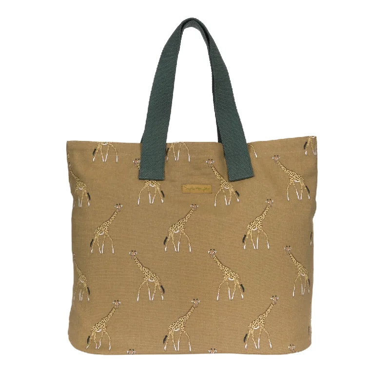 Monogrammed Tote Bag in Brown Leather with Personalized Initials for a Custom and Elegant TouchGiraffe Everyday Bag