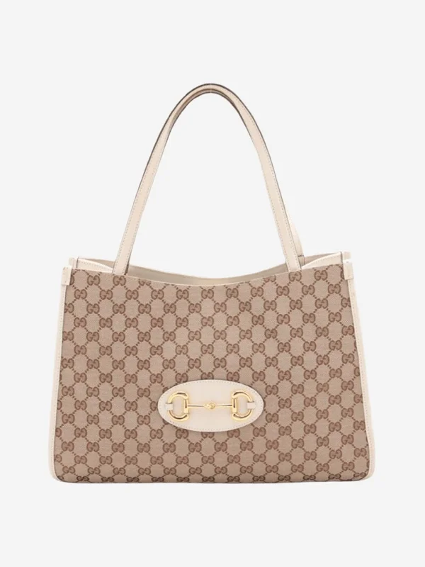 Waterproof Tote Bag in Yellow for Outdoor Activities in Wet WeatherBrown and cream Horsebit 1955 GG canvas tote bag