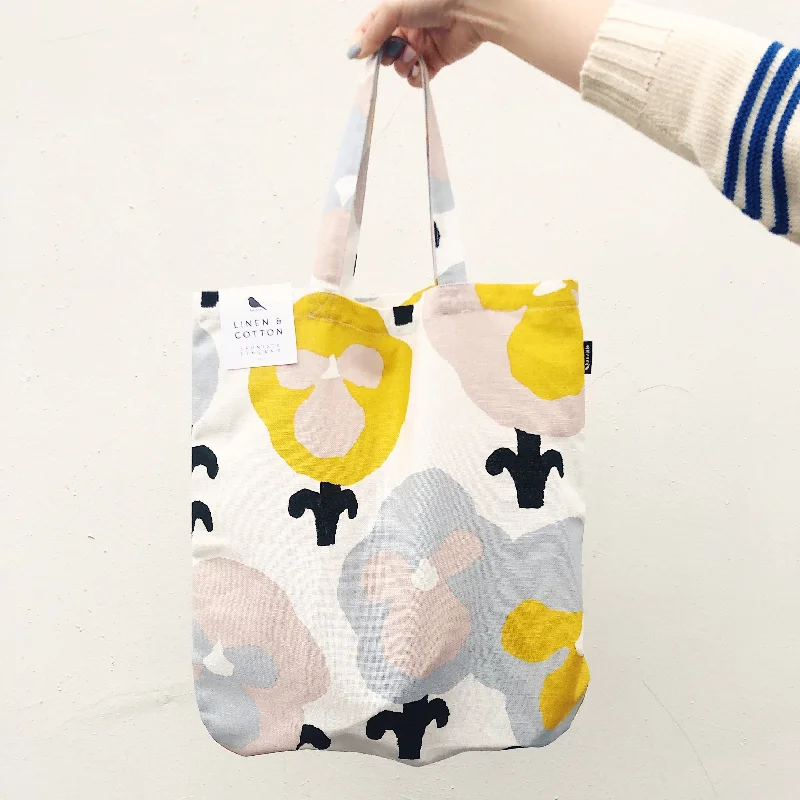 Women's Tote Bag with Magnetic Closure in Orange for Easy Access on the GoKauniste Yellow Orvokki Bag