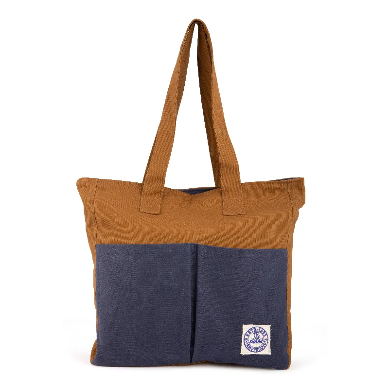 Geometric - Printed Tote Bag in Multicolor for a Contemporary and Trendy OutfitLAIR Tote bag (Tan and Navy Blue)