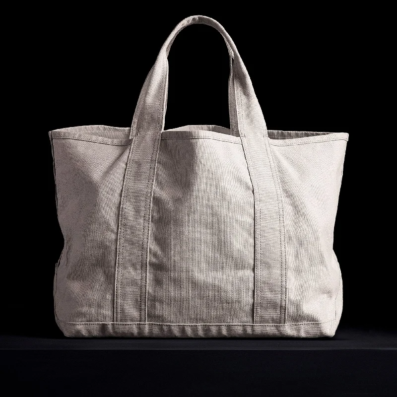 Medium - Sized Canvas Tote Bag in Navy Blue with Striped Pattern for a Nautical - Inspired LookLarge Canvas Tote - White