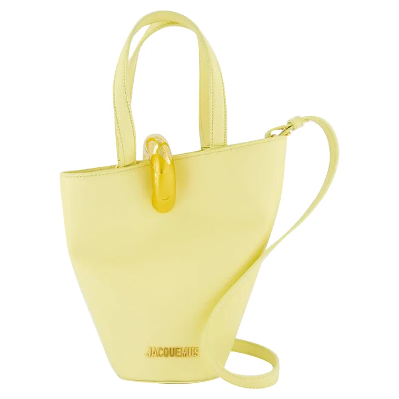 Women's Printed Tote Bag in Floral Patterns for a Spring - Themed Shopping TripLe Petit Bambola Shopper Bag - Jacquemus - Leather - Pale Yellow