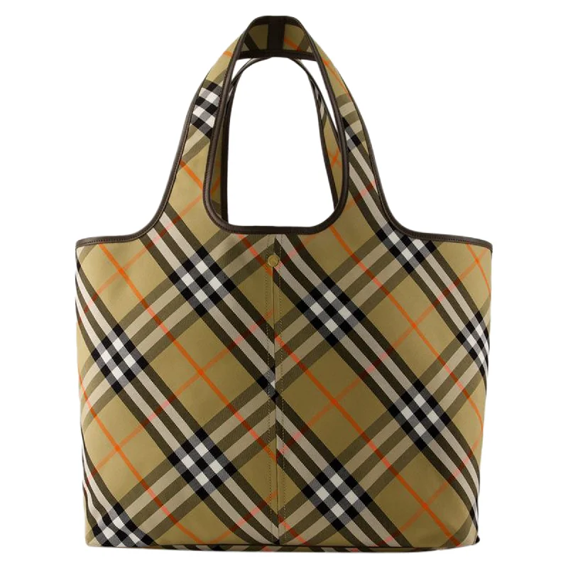 Monogrammed Tote Bag in Brown Leather with Personalized Initials for a Custom and Elegant TouchLondon Shopper Bag - Burberry - Cotton - Beige