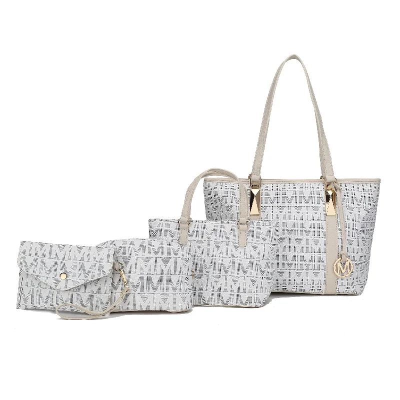Quilted Tote Bag in Cream with Silver Hardware for a Classic and Sophisticated StyleMarimar Signature Tote Bag and Set Quilted Tote Bag in Cream with Silver Hardware for a Classic and Sophisticated StyleMarimar Signature Tote Bag and Set