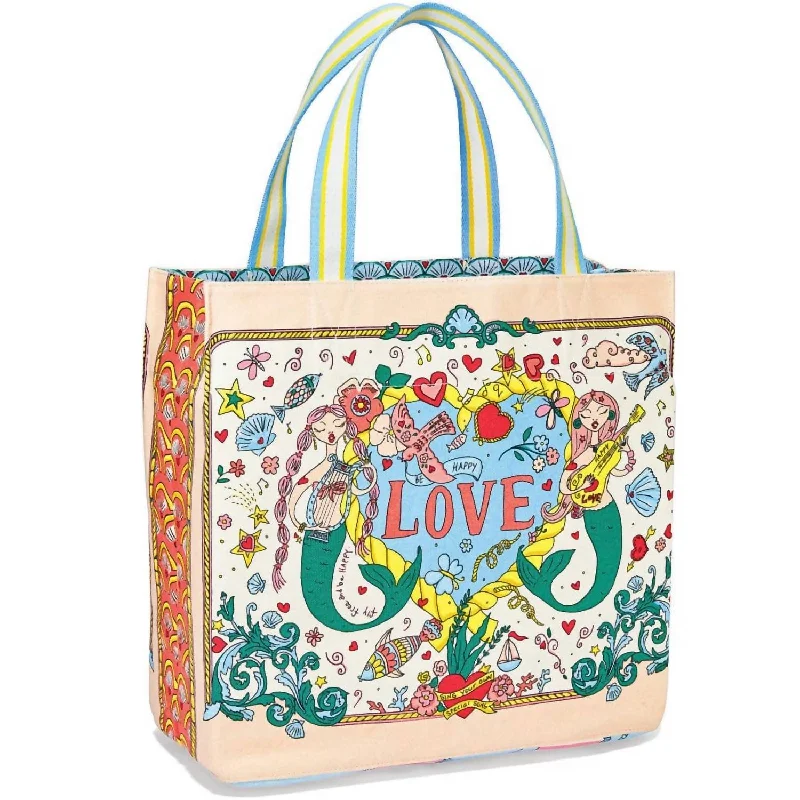 Women's Tote Bag with Magnetic Closure in Orange for Easy Access on the GoMermaid Tote Bag In Multi
