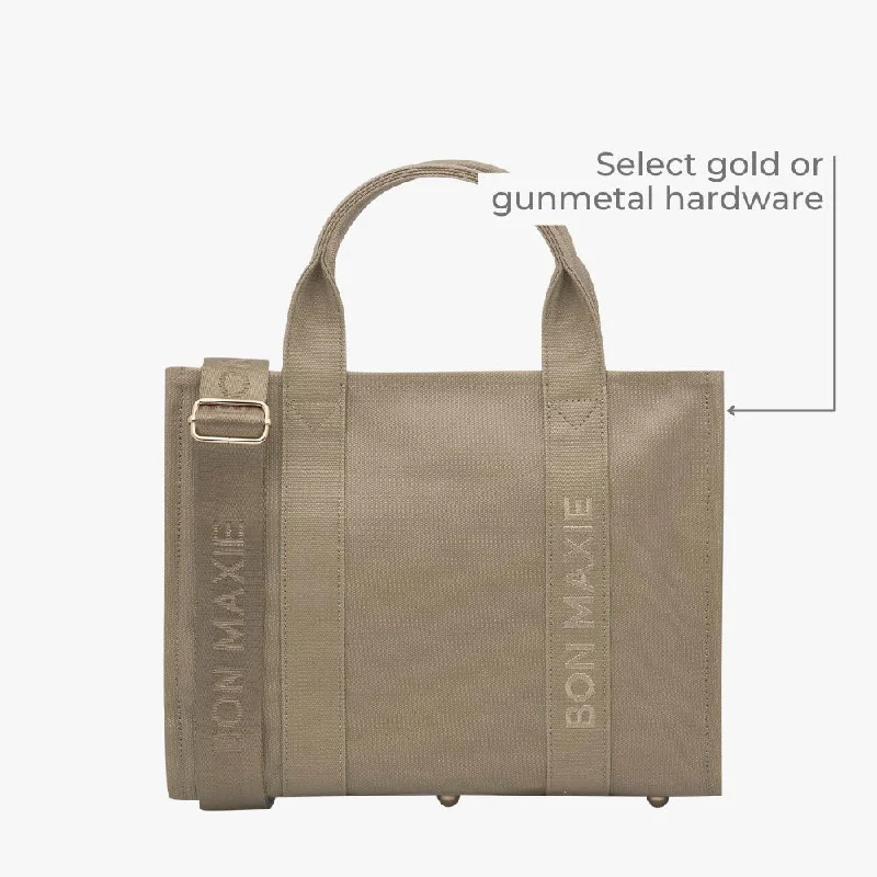 Women's Tote Bag with Zipper Closure in Red for Secure StorageSmall Bon Vivant Structured Tote Bag -- Mini Tote Latte