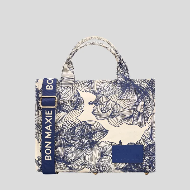 Geometric - Printed Tote Bag in Multicolor for a Contemporary and Trendy OutfitSmall Bon Vivant Structured Tote Bag -- Mini Tote Navy Floral