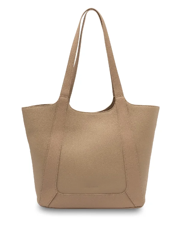 Women's Tote Bag with Inner Compartments in Gray for Organizing Everyday EssentialsMocha Gianna Leather Tote Bag- Beige