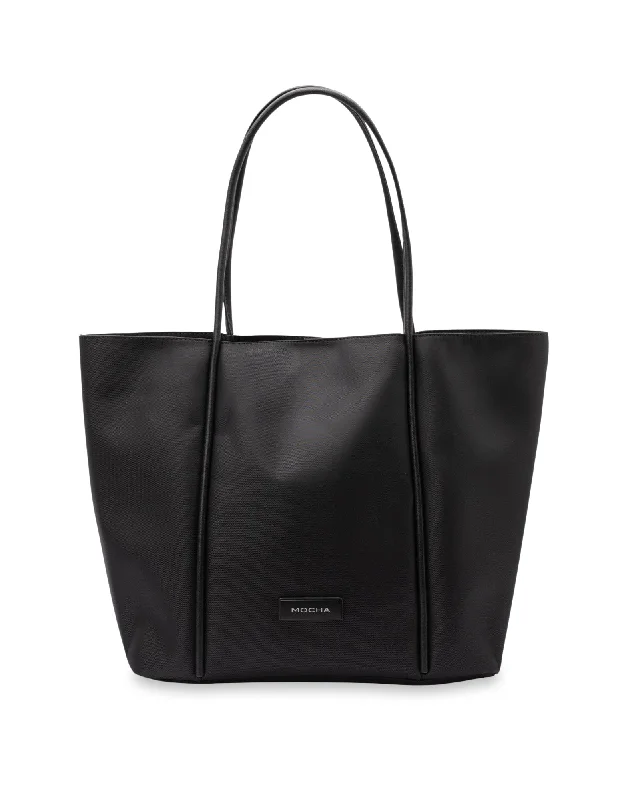 Women's Tote Bag with Magnetic Closure in Orange for Easy Access on the GoMocha Madison Nylon/Leather Tote - Black