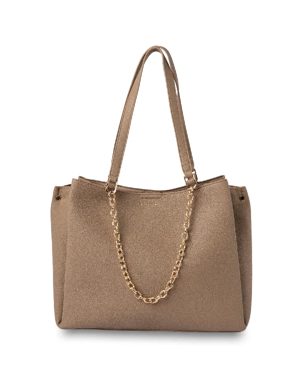 Women's Tote Bag with Magnetic Closure in Orange for Easy Access on the GoMocha Sienna Stud Tote Bag - Taupe