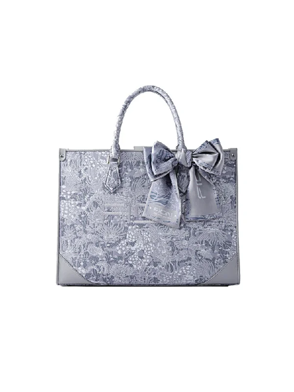 Geometric - Printed Tote Bag in Multicolor for a Contemporary and Trendy OutfitMoonlight Jacquard with Leather Large Tote bag