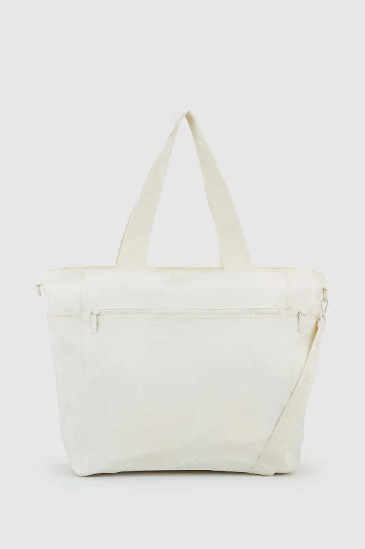 Quilted Tote Bag in Cream with Silver Hardware for a Classic and Sophisticated StyleBondi Nylon Large Tote Bag
