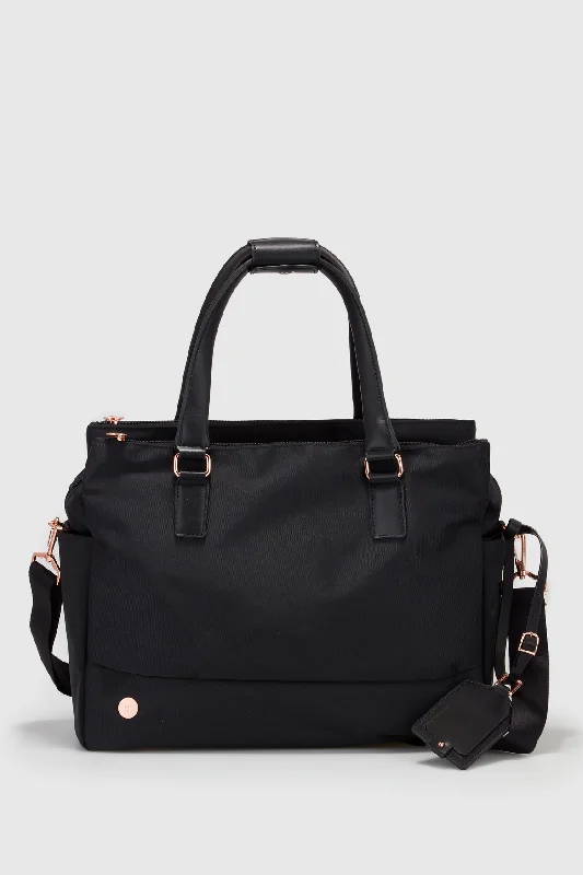 Small Vegan Leather Tote Bag in Blush Pink with Gold - Tone Hardware for a Feminine and Stylish AccessoryTwill Triple Compartment Tote