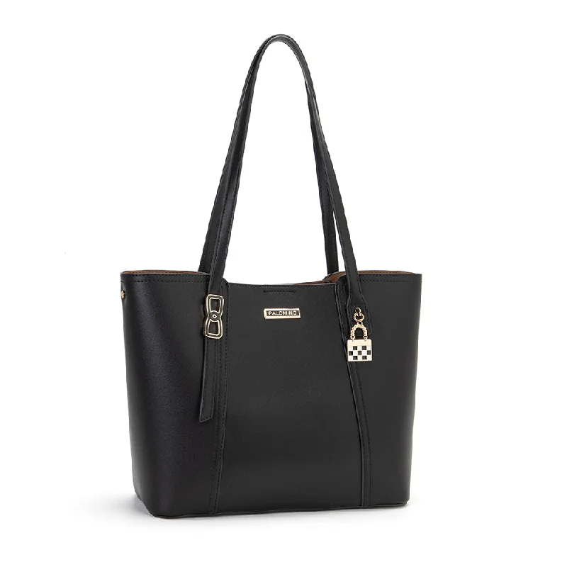 Small Vegan Leather Tote Bag in Blush Pink with Gold - Tone Hardware for a Feminine and Stylish AccessoryPalomino Cornel Totebag - Black