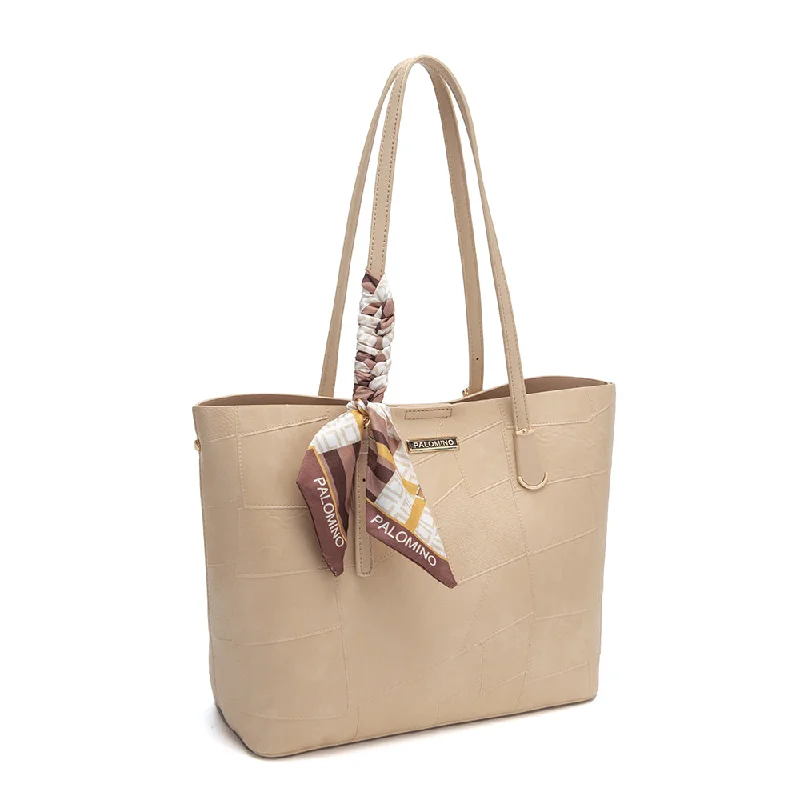 Quilted Tote Bag in Cream with Silver Hardware for a Classic and Sophisticated StylePalomino Helwa Totebag - Apricot