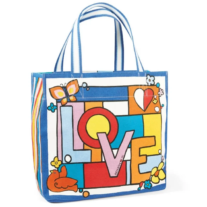 Women's Tote Bag with Inner Compartments in Gray for Organizing Everyday EssentialsPower Of Love Tote Bag In Multi