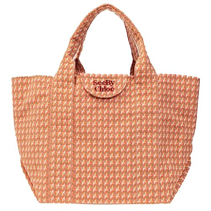 Large Capacity Genuine Leather Women's Tote Bag in Black for Work and CommutingSee by Chloe Women's Happy Orange ?LAETIZIA? SHOPPER BAG Tote Large