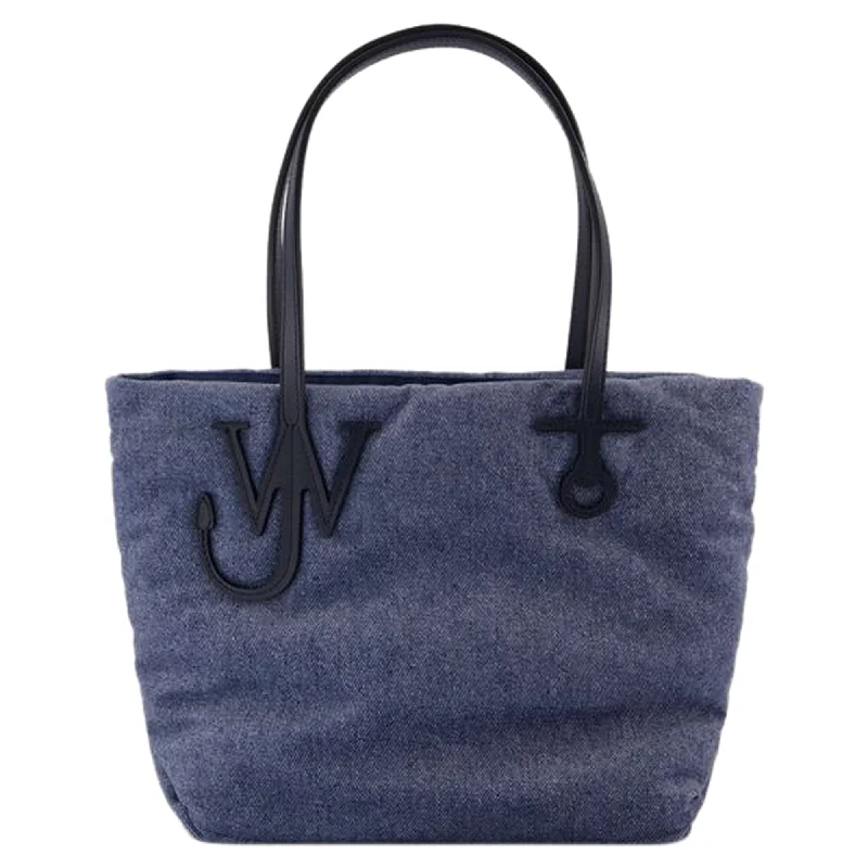 Embroidered Tote Bag in Beige with Floral Motifs for a Boho - Chic VibeSmall Puffy Anchor Shopper Bag - J.W. Anderson - Polyester - Blue