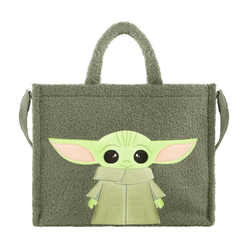 Patchwork Tote Bag in Denim with Vintage - Inspired Designs for a Retro AppealStar Wars Grogu Sherpa Travel Tote