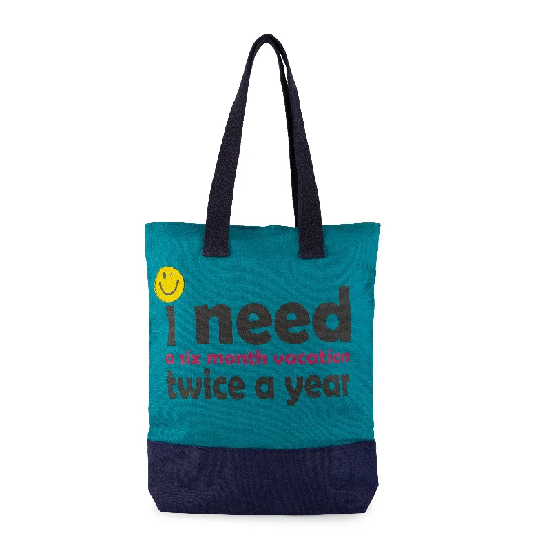 Tote Bag with RFID - Blocking Pocket in Black for Protecting Your Cards and InformationTeal printed cotton bag (Vacation)