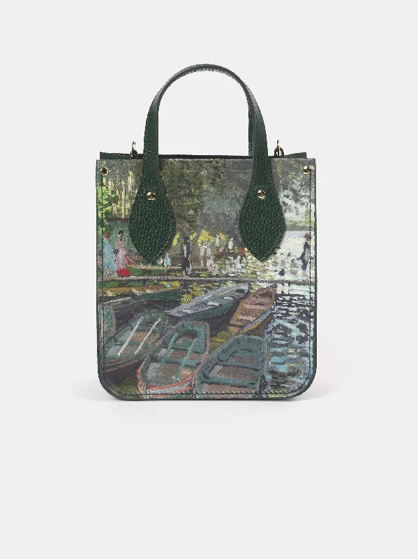 Quilted Tote Bag in Cream with Silver Hardware for a Classic and Sophisticated StyleThe Mini Tote - Racing Green with La Grenouillere